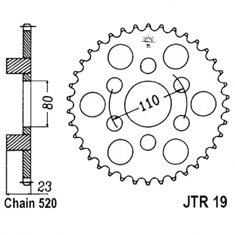 Corona 37 Denti Passo 520 Aprilia Argento