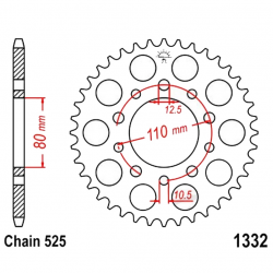 Corona 43 Denti Passo 525 Honda - Triumph Argento