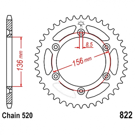 Corona 44 Denti Passo 520 Beta Nera