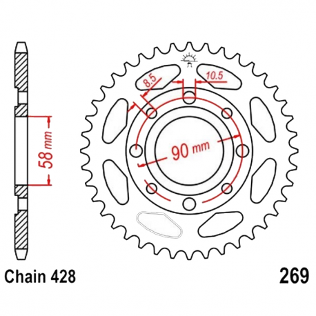 Corona 51 Denti Passo 428 Honda Nera