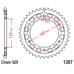 Corona 44 Denti Passo 525 Honda Argento