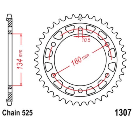Corona 44 Denti Passo 525 Honda Argento