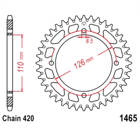 Corona 47 Denti Passo 420 Kawasaki Argento