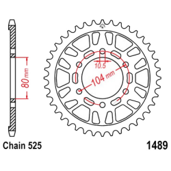 Corona 44 Denti Passo 525 Kawasaki Argento