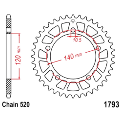 Corona 46 Denti Passo 520 Suzuki - Triumph Argento