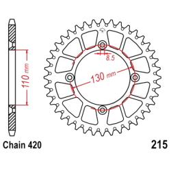 Corona 55 Denti Passo 420 Honda Argento