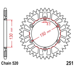 Corona 50 Denti Passo 520 Yamaha Argento