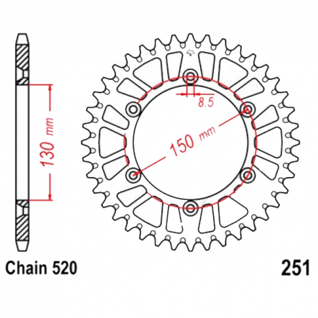 Corona 51 Denti Passo 520 Yamaha Argento