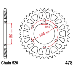 Corona 45 Denti Passo 520 Kawasaki Argento