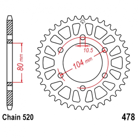 Corona 45 Denti Passo 520 Kawasaki Argento