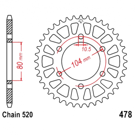  Corona 47 Denti Passo 520 Kawasaki Argento