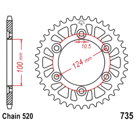 Corona 38 Denti Passo 520 Ducati Argento