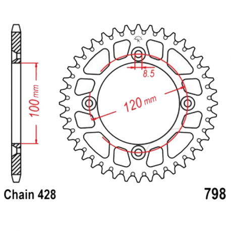 Corona 50 Denti Passo 428 Suzuki - Yamaha Argento