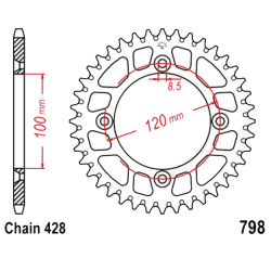 Corona 52 Denti Passo 428 Suzuki - Yamaha Argento