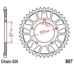 Corona 44 Denti Passo 525 Suzuki - Yamaha Argento
