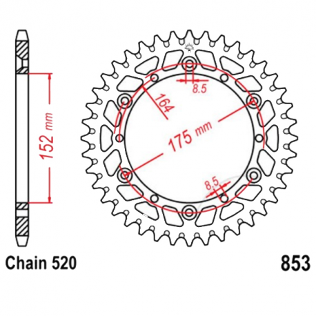 Corona 40 Denti Passo 520 Yamaha Argento