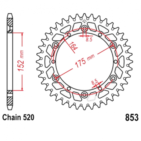 Corona 48 Denti Passo 520 Yamaha Argento