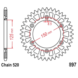 Corona 42 Denti Passo 520 Ktm Argento