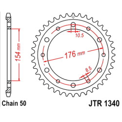 Corona 44 Denti Passo 530 Honda Argento