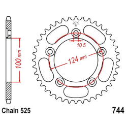 Corona 38 Denti Passo 525 Ducati Argento