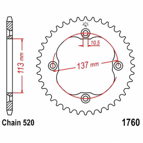 Corona 40 Denti Passo 520 S uzuki Nera
