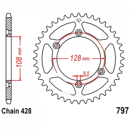 Corona 57 Denti Passo 428 Suzuki Nera