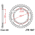 Corona 55 Denti Passo 428 Yamaha Nera
