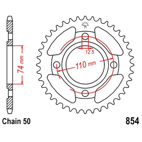 Corona 38 Denti Passo 530 Yamaha Argento