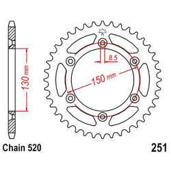 Corona 50 Denti Passo 520 Yamaha Nera