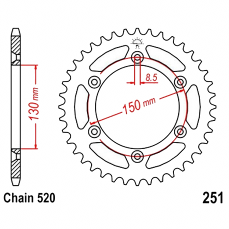 Corona 50 Denti Passo 520 Yamaha Nera