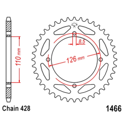 Corona 46 Denti Passo 428 Kawasaki Nera