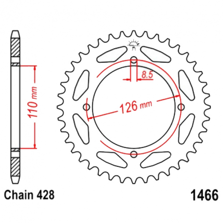 Corona 47 Denti Passo 428 Kawasaki Nera