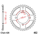 Corona 50 Denti Passo 428 Kawasaki Argento