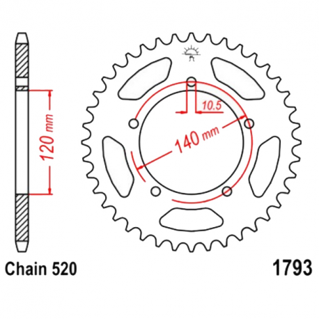Corona 45 Denti Passo 520 Triumph - Suzuki