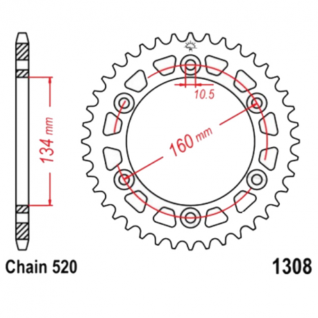 Corona 40 Denti Passo 520 Honda Argento