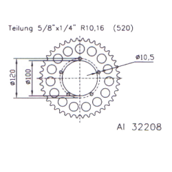 Corona 41 Denti Passo 520 Aprilia Argento