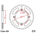 Corona 55 Denti Passo 420 Honda Argento