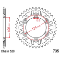Corona 41 Denti Passo 520 Ducati Argento