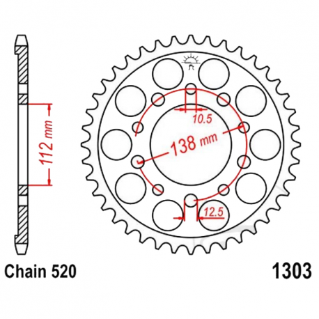 Corona 43 Denti Passo 520 Honda - Yamaha Nera