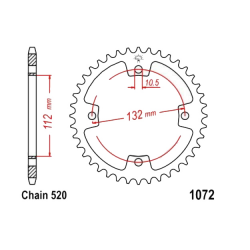 Corona 36 Denti Passo 520 Arctic Cat Nera