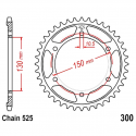 Corona 46 Denti Passo 525 Honda - Yamaha Argento