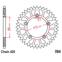 Corona 48 Denti Passo 420 KTM Argento