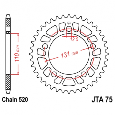 Corona 44 Denti Passo 520 BMW Argento