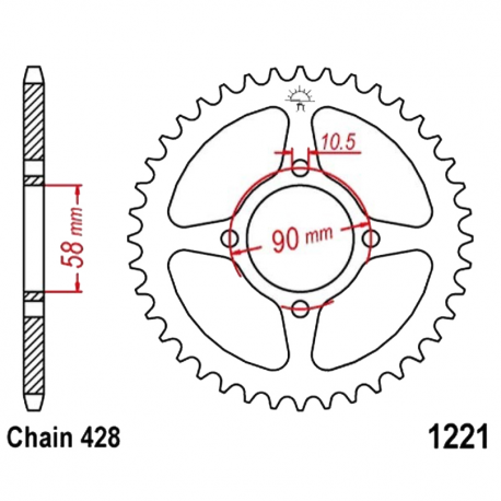 Corona 44 Denti Passo 428 Honda Argento