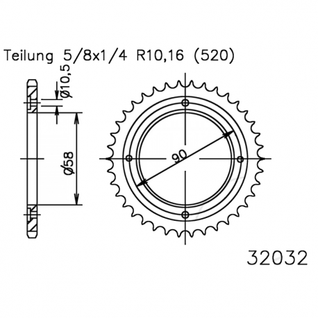 Corona 31 Denti Passo 520 Honda Nera