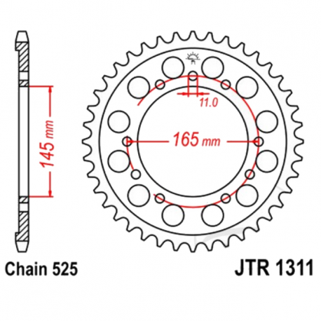 Corona 44 Denti Passo 525 Honda Argento