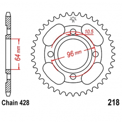 Corona 44 Denti Passo 428 Honda Nera