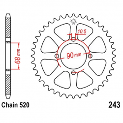 Corona 42 Denti Passo 520 Honda Nera