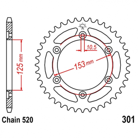 Corona 40 Denti Passo 520 Honda Argento