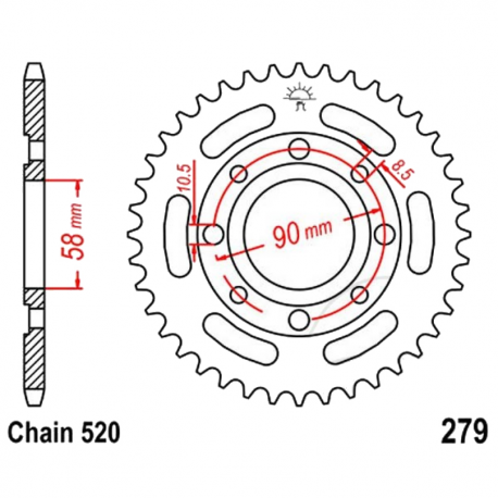 Corona 30 Denti Passo 520 Honda Nera